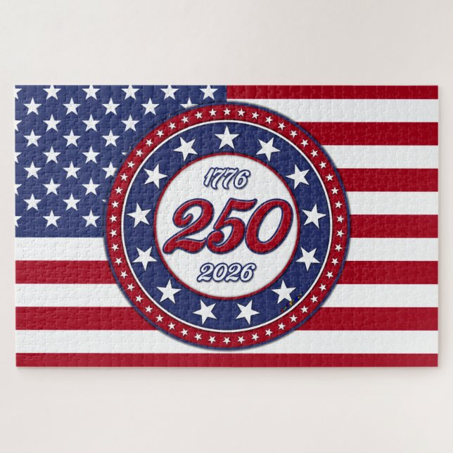 Puzzle 250e anniversaire d'Amérique avec le drapeau des É (Horizontal)