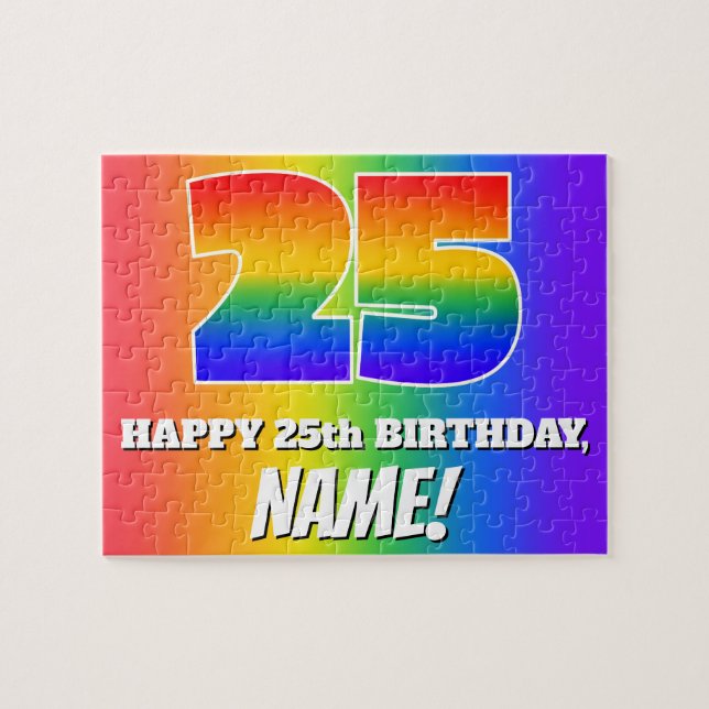 Puzzle 25e anniversaire — Motif Rainbow multicolore "25" (Horizontal)