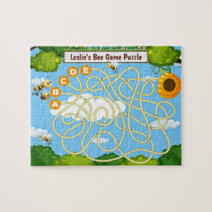 Puzzle 2 en 1, joli jeu de ruche et d'abeille au miel col