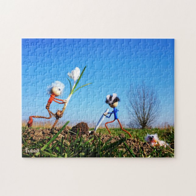 Puzzle 2 Fubby qui plantent une sphère de crocus. (Horizontal)