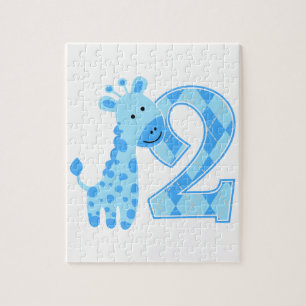 Puzzle 2ème anniversaire Giraffe Bleue