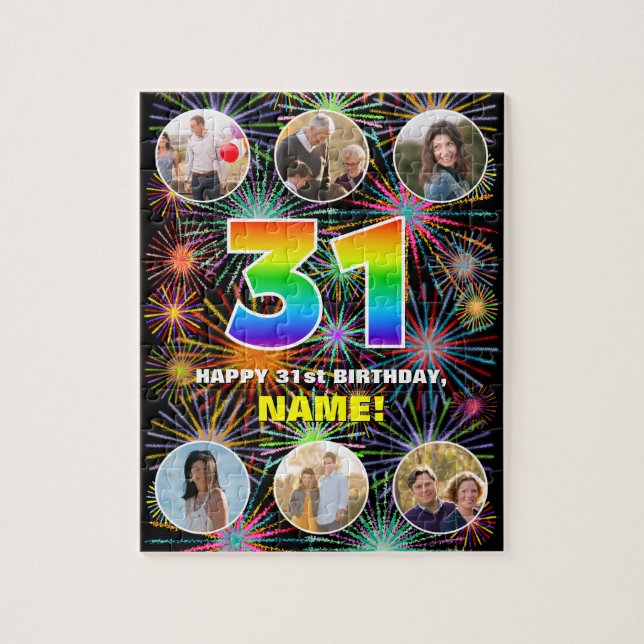Puzzle 31e anniversaire : Arc en ciel amusant #, Nom pers (Vertical)