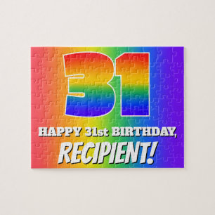 Puzzle 31e anniversaire — Motif Rainbow multicolore "31"