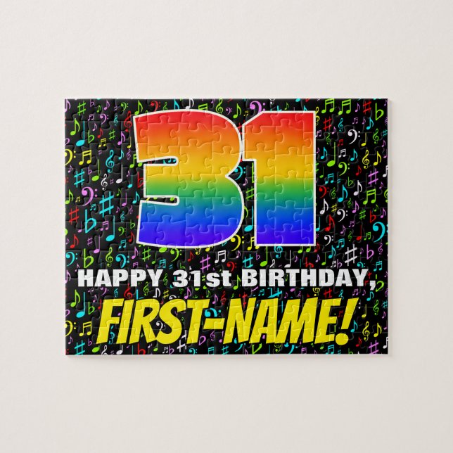 Puzzle 31e anniversaire — Symboles de musique amusants et (Horizontal)