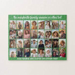 Puzzle 32 Collage de photos - Moderne Vert avec Texte