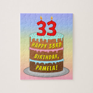 Puzzle 33e anniversaire : Fun Cake and Candles + Nom pers