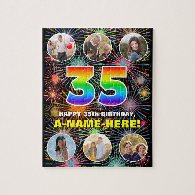 Puzzle 35e anniversaire : Arc en ciel amusant #, Nom pers (Vertical)