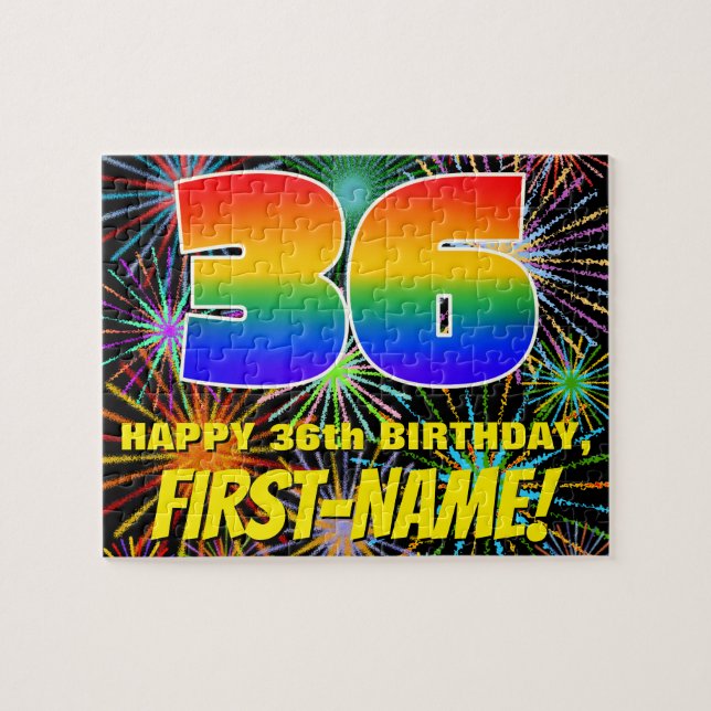 Puzzle 36e anniversaire : Feu d'artifice festif amusant e (Horizontal)