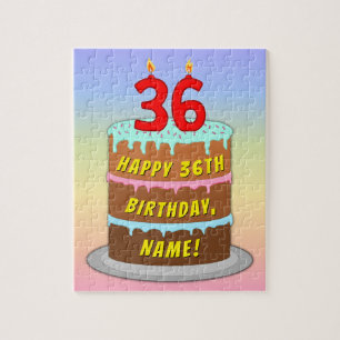 Puzzle 36e anniversaire : Fun Cake and Candles + Nom pers