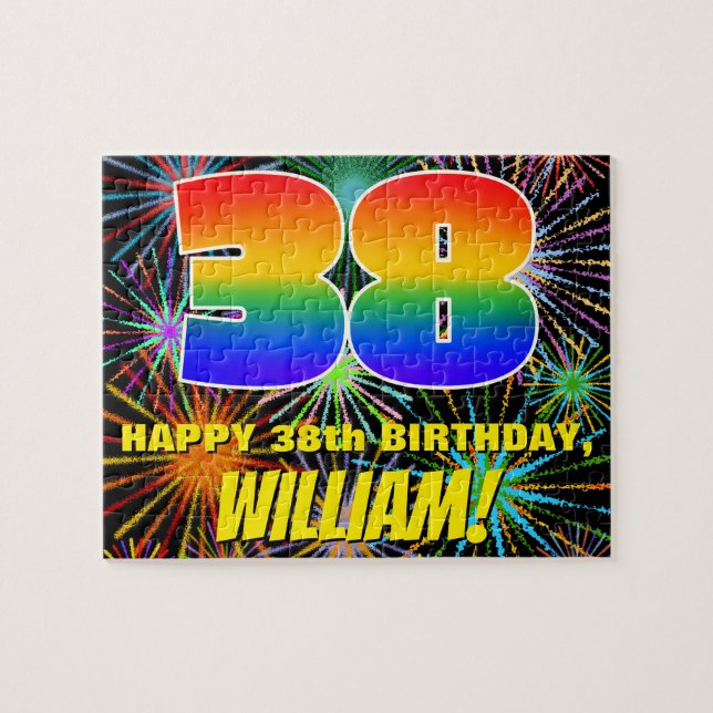 Puzzle 38e anniversaire : Feu d'artifice festif amusant e (Horizontal)