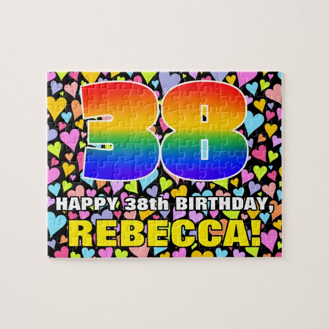 Puzzle 38e anniversaire — Formes de coeur amusantes et ai (Horizontal)