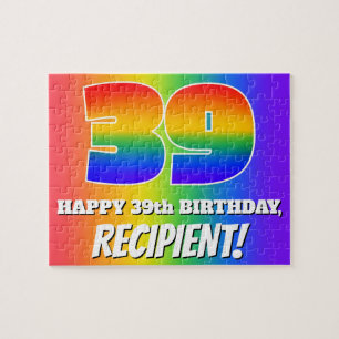 Puzzle 39e anniversaire — Motif Rainbow multicolore "39"