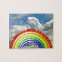 Puzzle - 3-D Regenbogen gegen Wolkendecke