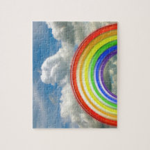Puzzle - 3-D Regenbogen gegen Wolkendecke