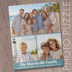 Puzzle 3 Photo Collage Moderne avec Texte Famille