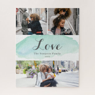 Puzzle 3 Photo Turquoise Aquarelle