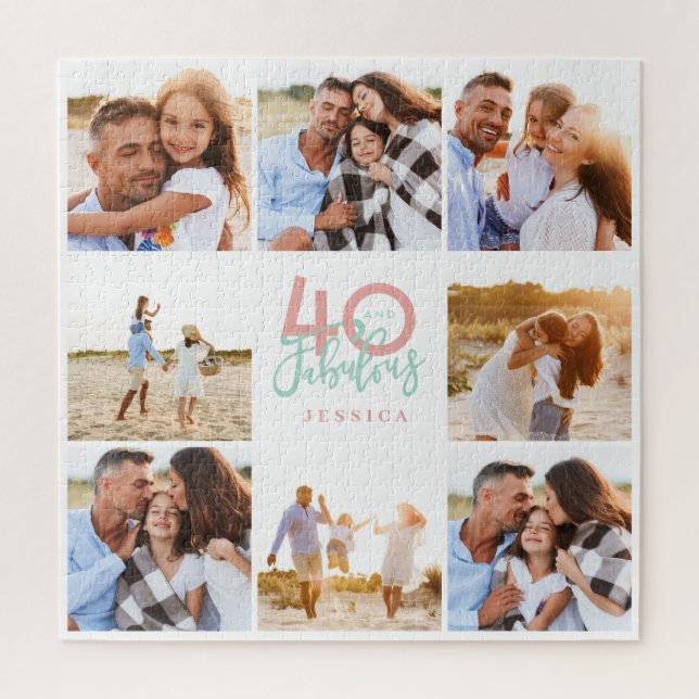 Puzzle 40 et fabuleux anniversaire de photo rose (Vertical)