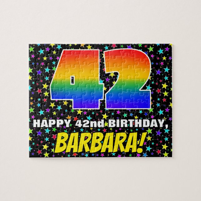 Puzzle 42e anniversaire — Amusant, Motif de terrain étoil (Horizontal)