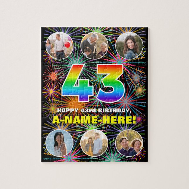Puzzle 43e anniversaire : Arc en ciel amusant #, Nom pers (Vertical)