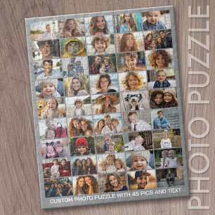 Puzzle 45 Collage de photos - Texte personnalisé - Gris e
