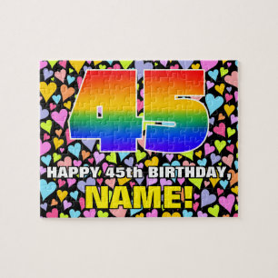 Puzzle 45e Anniversaire — Amusant, formes de cœur affectu