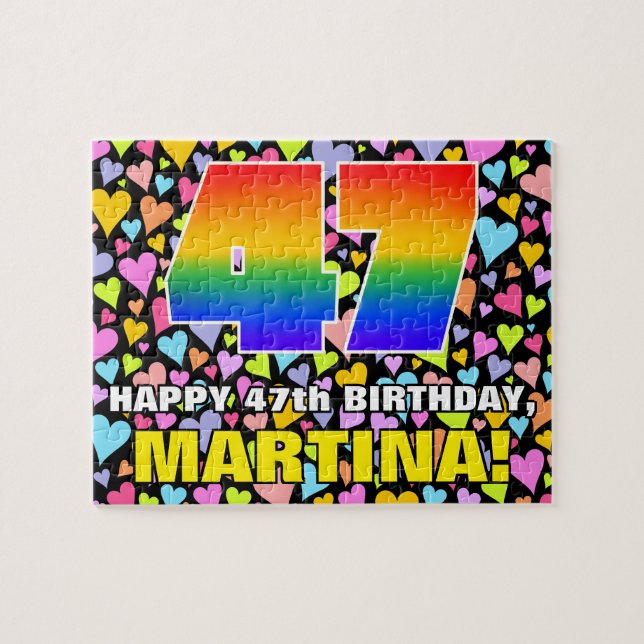 Puzzle 47e anniversaire — Formes de coeur amusantes et ai (Horizontal)