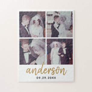 Puzzle 4 Mariage photo Nom manuscrit