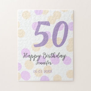 Puzzle 50e anniversaire ajouter nom date violet orange po