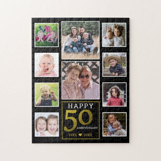 Puzzle 50e anniversaire de l'Mariage d'or Collage de phot (Vertical)