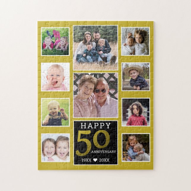 Puzzle 50e anniversaire de l'Mariage d'or Collage de phot (Vertical)