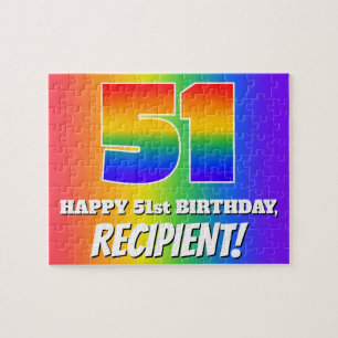 Puzzle 51e anniversaire — Motif Rainbow multicolore "51"