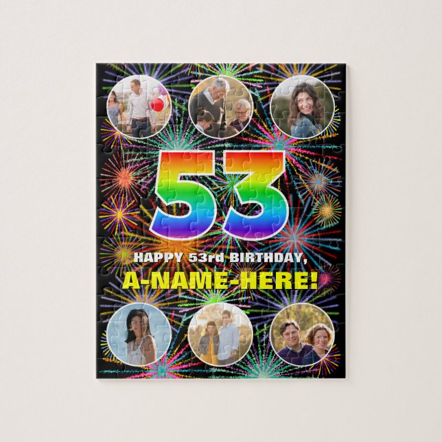 Puzzle 53e anniversaire : Arc en ciel amusant #, Nom pers (Vertical)