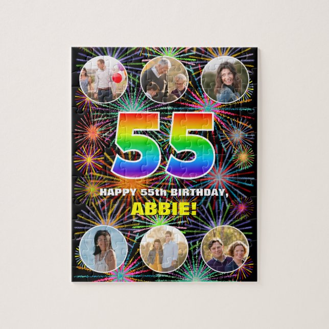 Puzzle 55e anniversaire : Arc en ciel amusant #, Nom pers (Vertical)