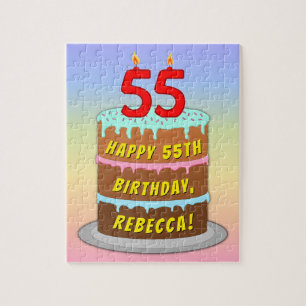Puzzle 55e anniversaire : Fun Cake and Candles + Nom pers
