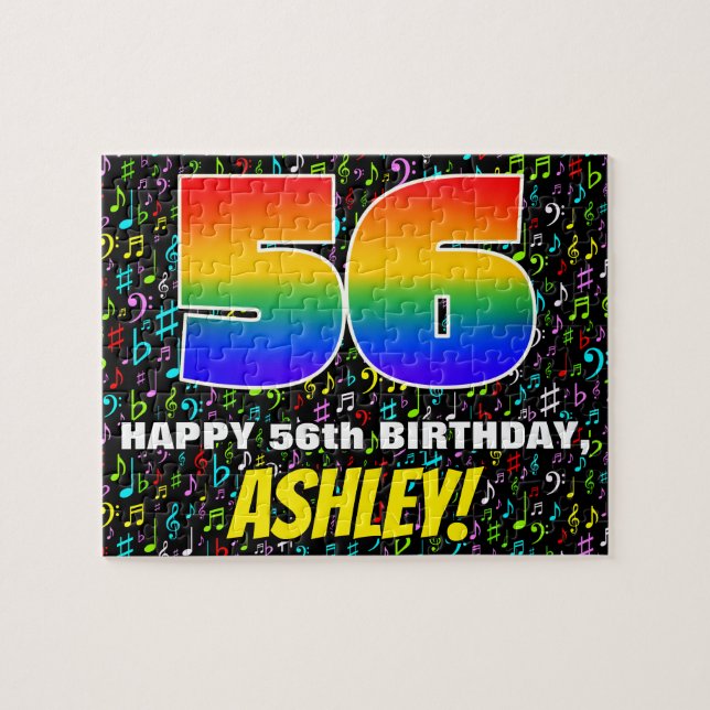 Puzzle 56e Anniversaire — Symboles musicaux amusants et c (Horizontal)