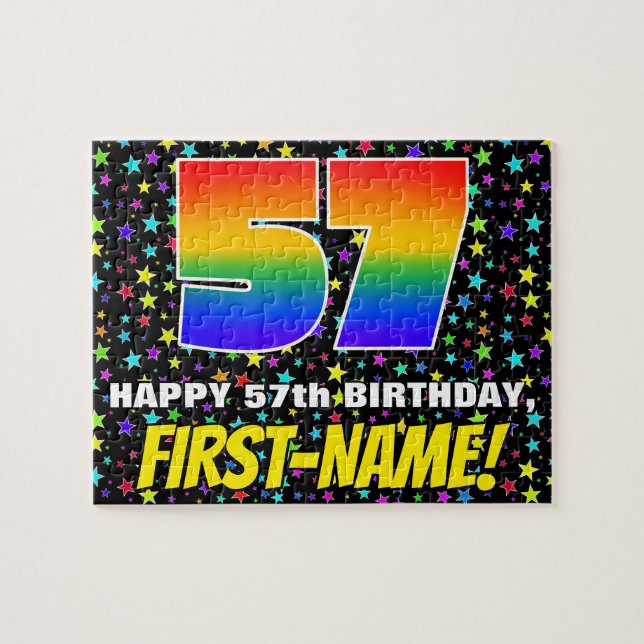 Puzzle 57e anniversaire — Amusant, Motif de terrain étoil (Horizontal)