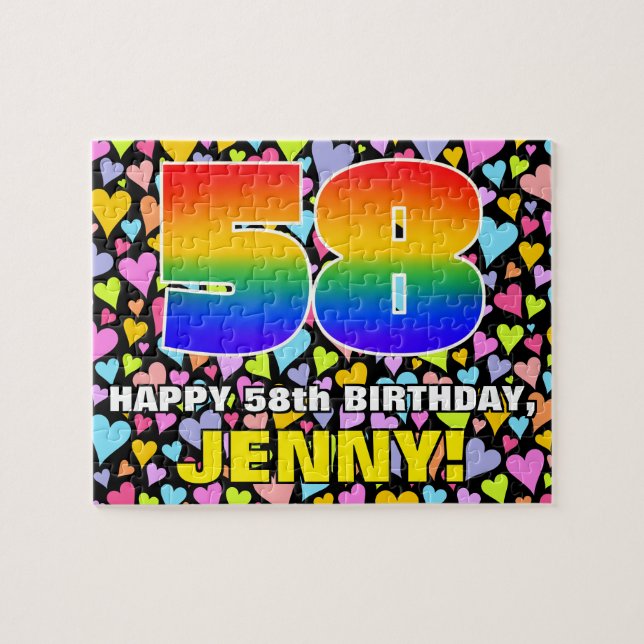 Puzzle 58e anniversaire — Formes de coeur amusantes et ai (Horizontal)