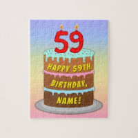59e anniversaire : Fun Cake and Candles + Nom pers