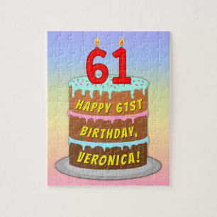 Puzzle 61e anniversaire : Fun Cake and Candles + Nom pers