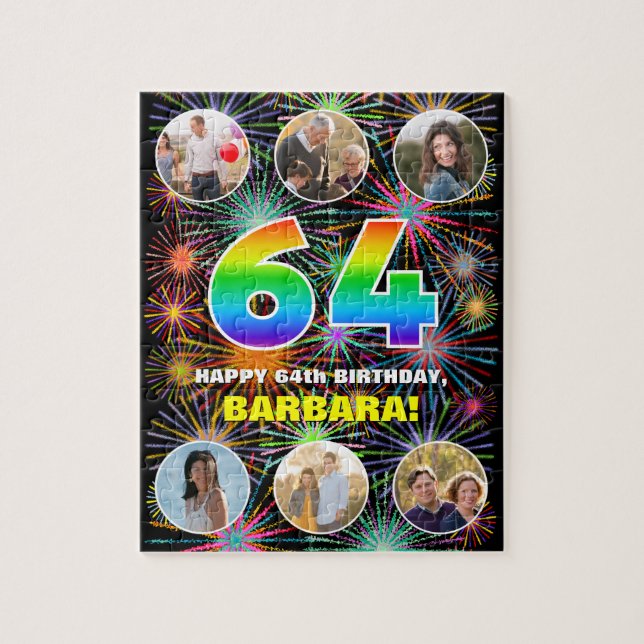 Puzzle 64e anniversaire : Arc en ciel amusant #, Nom pers (Vertical)