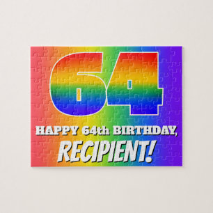 Puzzle 64e anniversaire — Motif Rainbow multicolore "64"