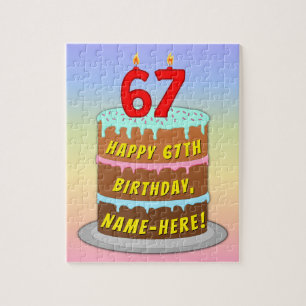 Puzzle 67e anniversaire : Fun Cake and Candles + Nom pers