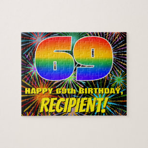 Puzzle 69e anniversaire : Feu d'artifice festif amusant e