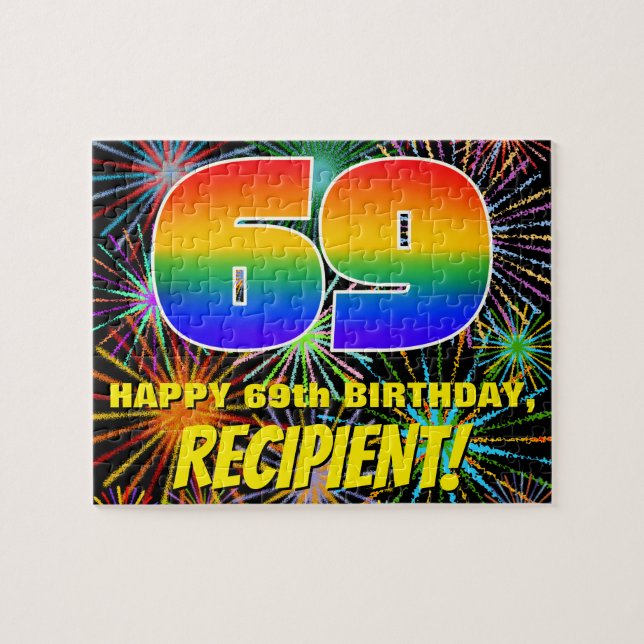 Puzzle 69e anniversaire : Feu d'artifice festif amusant e (Horizontal)