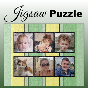 Puzzle 6 photo collage vert jaune rayures
