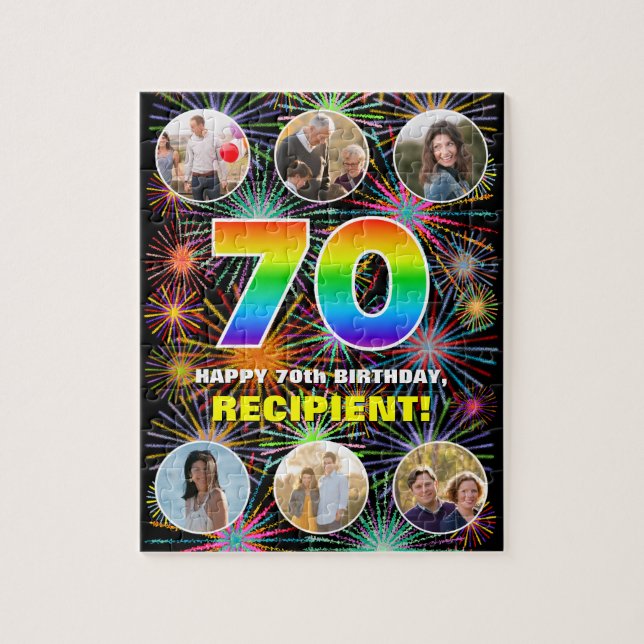 Puzzle 70e anniversaire : Arc en ciel amusant #, Nom pers (Vertical)