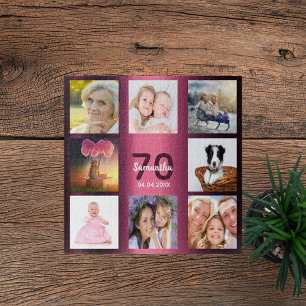 Puzzle 70e anniversaire bourgogne nom photo collage