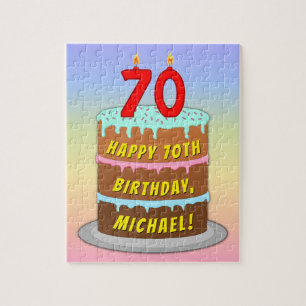 Puzzle 70e anniversaire : Fun Cake and Candles + Nom pers