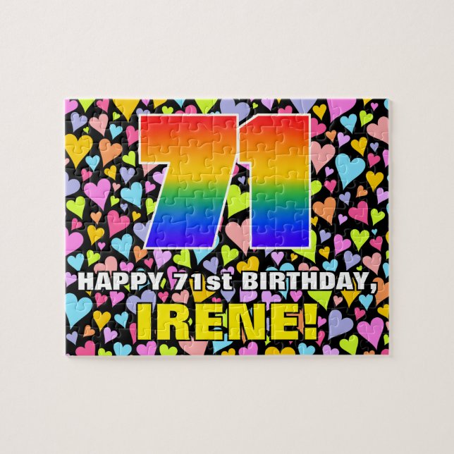 Puzzle 71e anniversaire — Formes de coeur amusantes et ai (Horizontal)