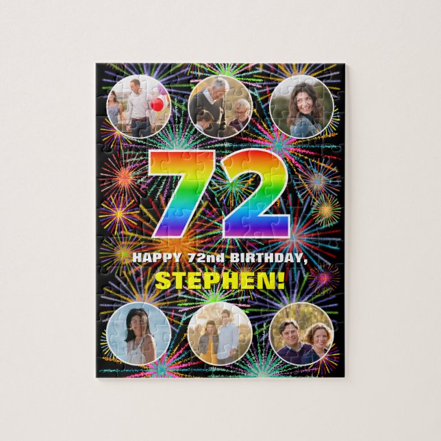 Puzzle 72e anniversaire : Arc en ciel amusant #, Nom pers (Vertical)
